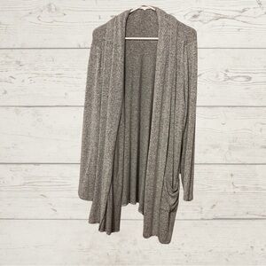 Women's 1X Gray Casual Lightweight Long Sleeve Cardigan Flowy Soft Open Front